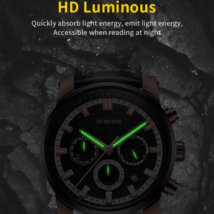 Ochstin 5111B Multifunktionale Business-Quarzuhr mit wasserdichtem, leuchtendem Lederarmband – Bild 5