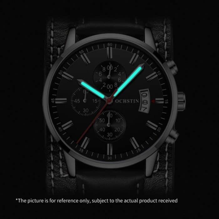 Ochstin 7266 Multifunktions-Armbanduhr aus Leder, wasserdicht, leuchtende Quarzuhr – Bild 4