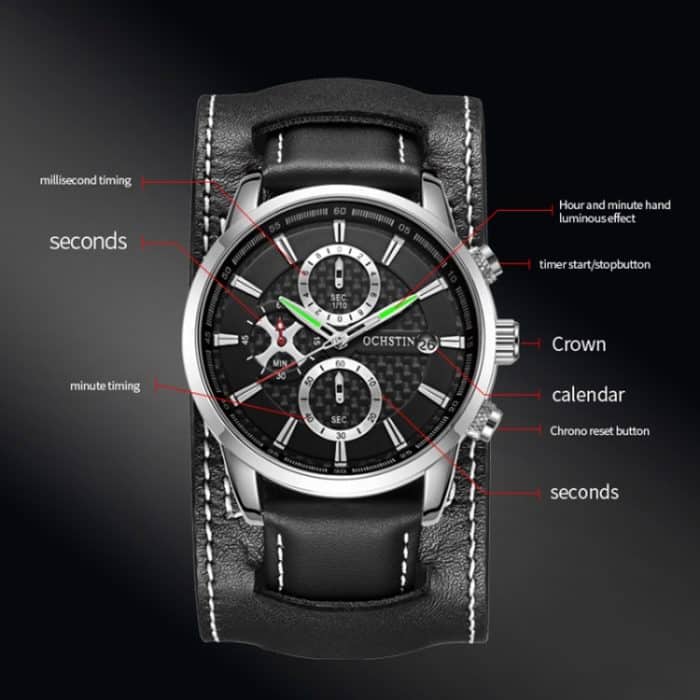 Ochstin 7231 Multifunktions-Business-Armbanduhr aus Leder mit wasserdichtem Quarzwerk – Bild 4