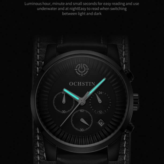 Ochstin 7232 Multifunktions-Business-Armbanduhr aus Leder mit wasserdichtem Quarzwerk – Bild 3