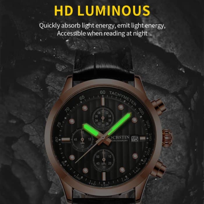 Ochstin 6042B Multifunktionale Business-Leder-wasserdichte, leuchtende Quarz-Herrenuhr – Bild 5