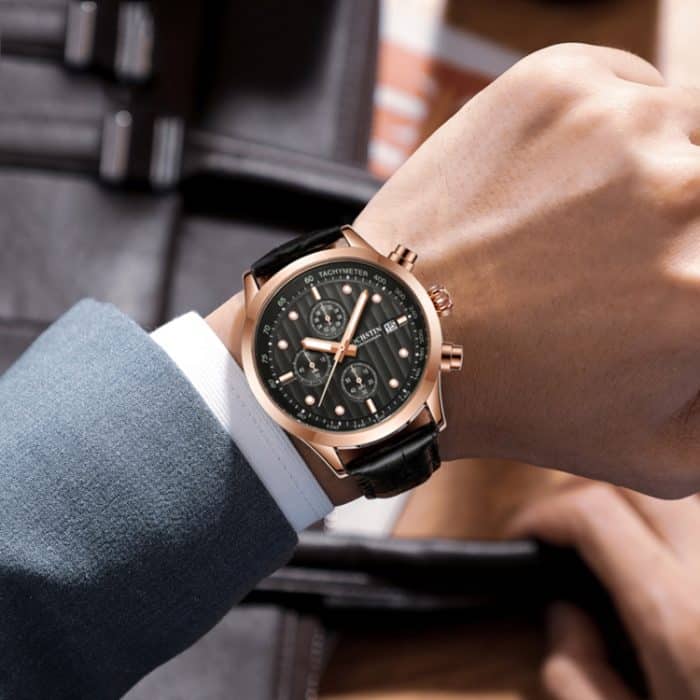 Ochstin 6042B Multifunktionale Business-Leder-wasserdichte, leuchtende Quarz-Herrenuhr – Bild 7