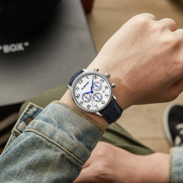 Multifunktionale Quarz-Herren-Lederuhr – Bild 6