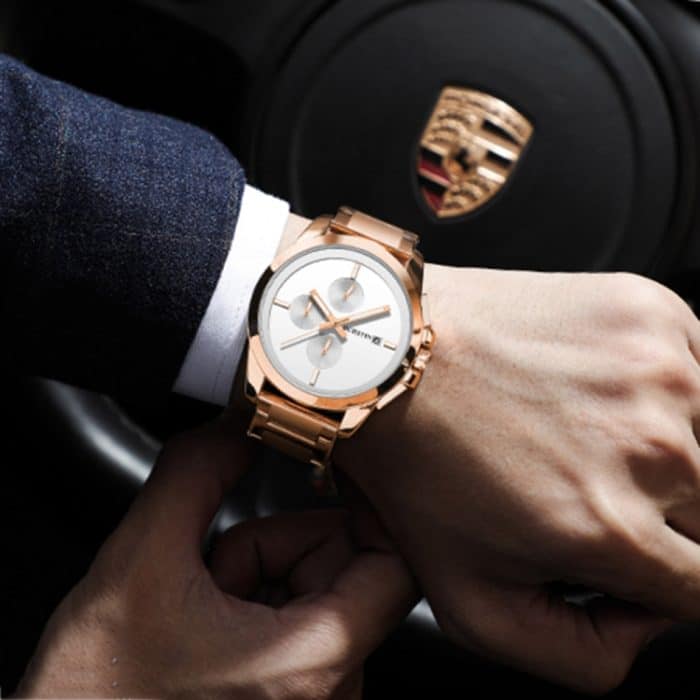 Multifunktionale Herrenuhr der Pilot-Serie mit Quarz-Stahlband – Bild 7