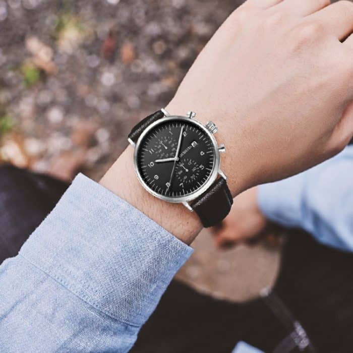 Multifunktionale wasserdichte Herren-Lederuhr mit Quarzwerk – Bild 7