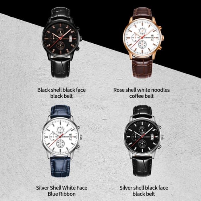 Multifunktionale Quarz-wasserdichte leuchtende Herren-Lederuhr – Bild 2