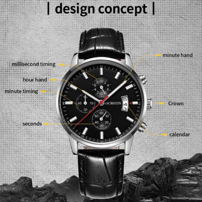 Multifunktionale Quarz-wasserdichte leuchtende Herren-Lederuhr – Bild 3