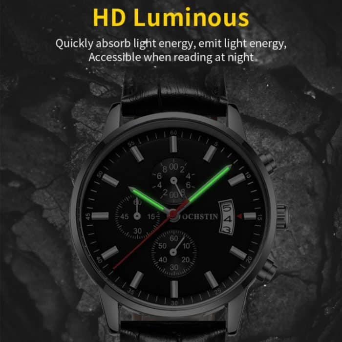 Multifunktionale Quarz-wasserdichte leuchtende Herren-Lederuhr – Bild 6