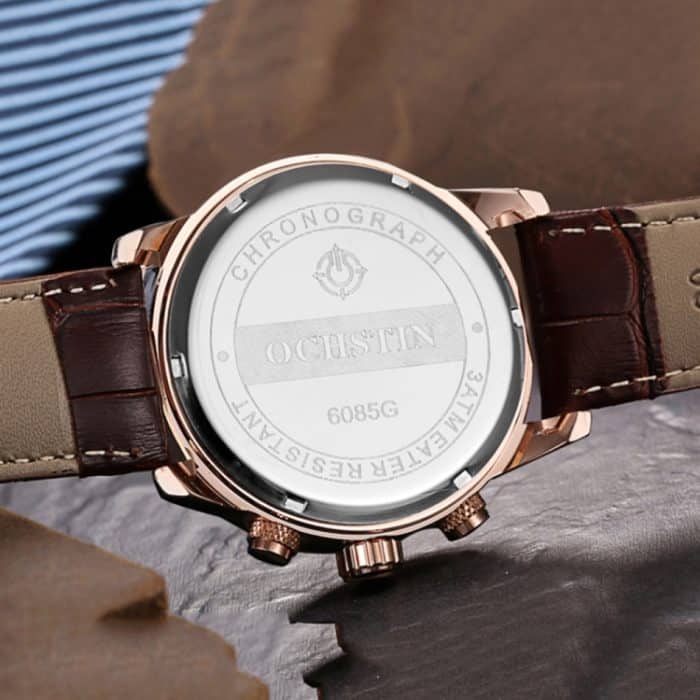 Multifunktionale wasserdichte Herren-Lederuhr mit Quarzwerk – Bild 6