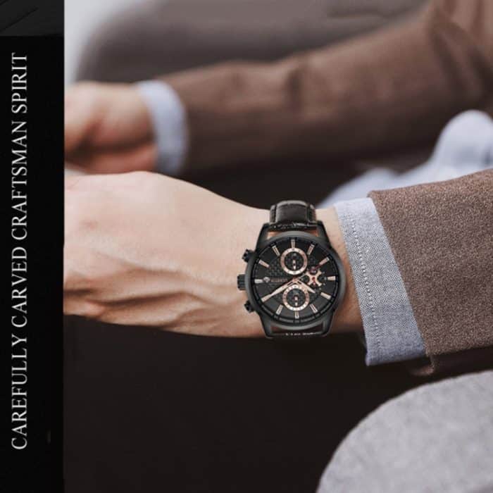 Multifunktionale wasserdichte Herren-Lederuhr mit Quarzwerk – Bild 7