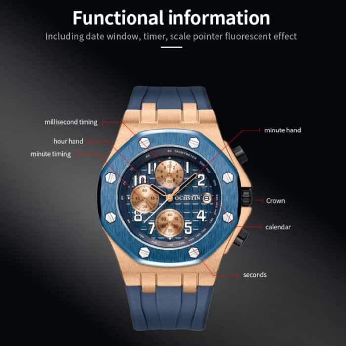 Multifunktionale Quarz-Herrenuhr mit wasserdichtem TPU-Armband – Bild 6