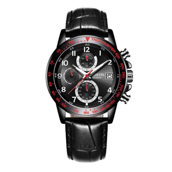 EDA004038601A.jpg Multifunktionale Quarz-wasserdichte leuchtende Herren-Lederuhr – Bild 1