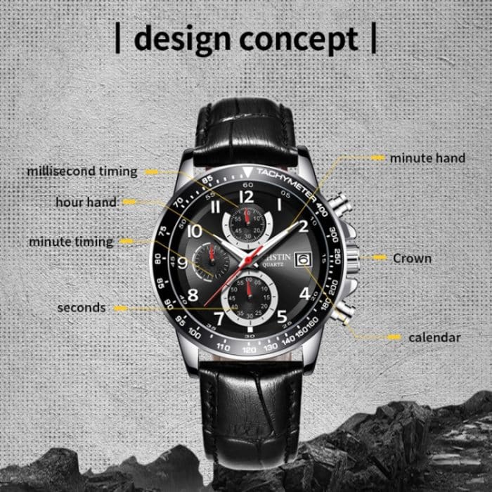 Multifunktionale Quarz-wasserdichte leuchtende Herren-Lederuhr – Bild 3