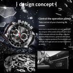 Multifunktionale Quarz-wasserdichte leuchtende Herren-Lederuhr – Bild 4