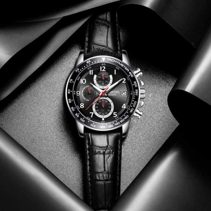 Multifunktionale Quarz-wasserdichte leuchtende Herren-Lederuhr – Bild 6