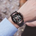 Multifunktionale Quarz-wasserdichte leuchtende Herren-Lederuhr – Bild 7