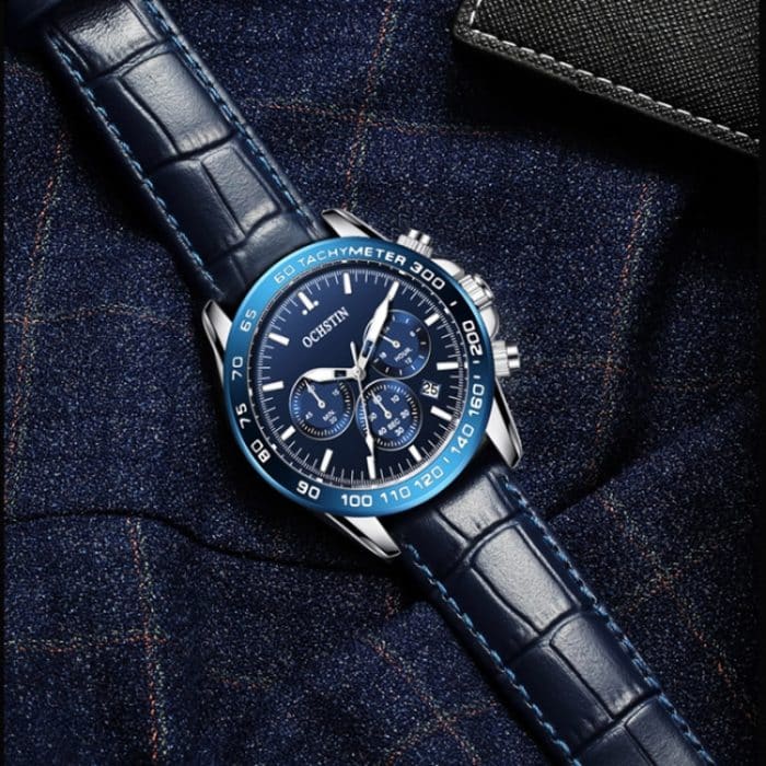 Multifunktionale wasserdichte Herren-Lederuhr mit Quarzwerk – Bild 6