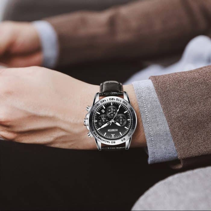 Multifunktionale wasserdichte Herren-Lederuhr mit Quarzwerk – Bild 7