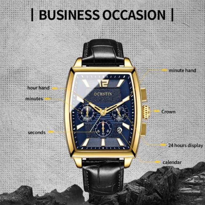 Multifunktionale Quarz-wasserdichte leuchtende Herren-Lederuhr – Bild 3