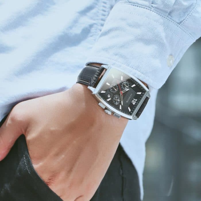 Multifunktionale Quarz-wasserdichte leuchtende Herren-Lederuhr – Bild 6