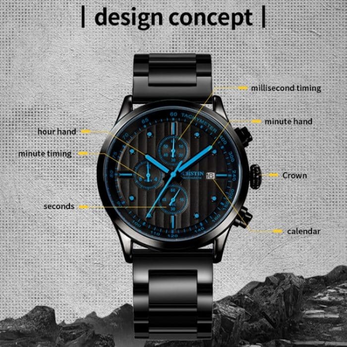 Modische, multifunktionale Quarz-Herrenuhr mit Stahlarmband – Bild 3