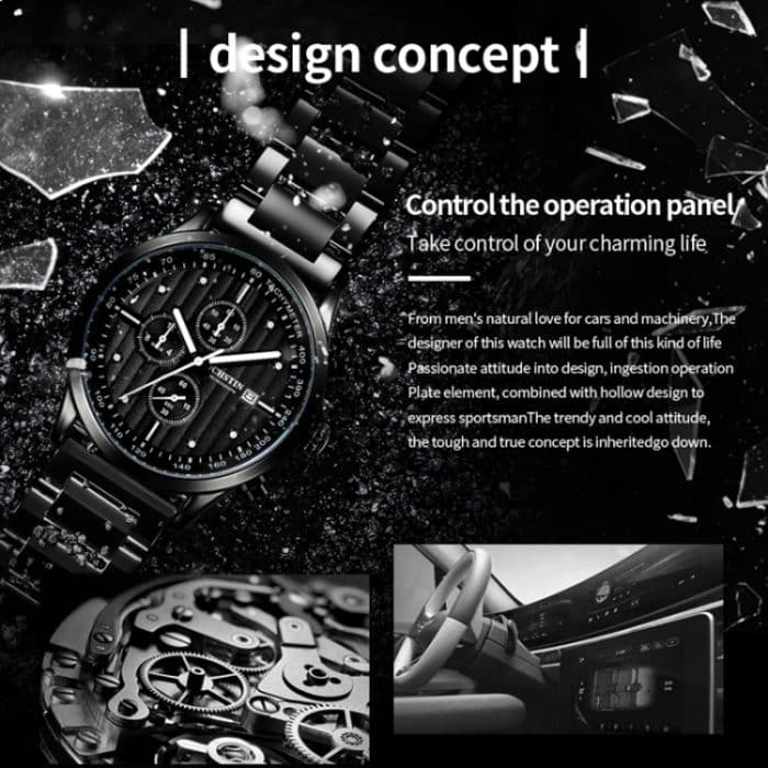 Modische, multifunktionale Quarz-Herrenuhr mit Stahlarmband – Bild 4