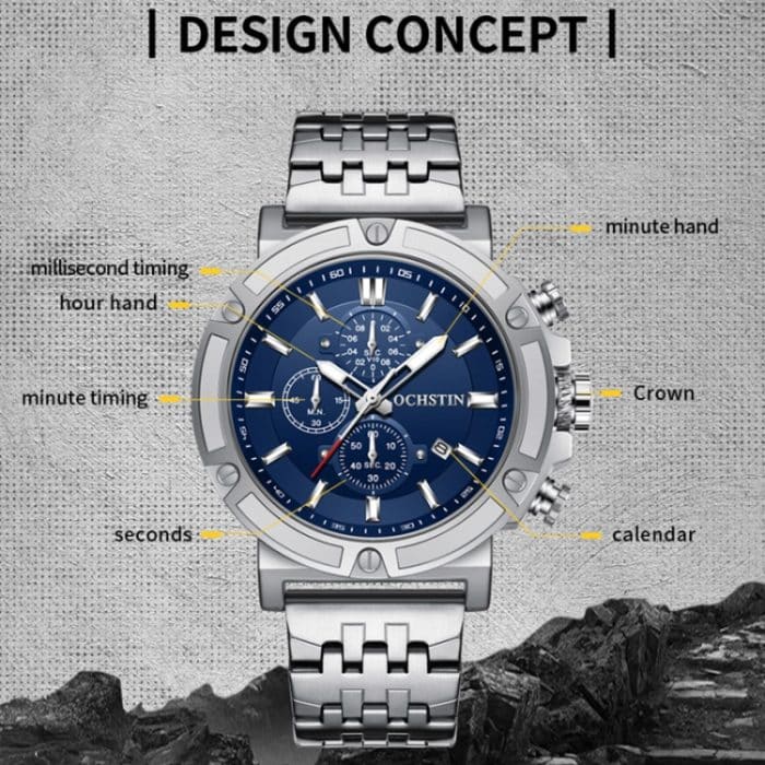 Modische, multifunktionale Quarz-Herrenuhr mit Stahlarmband – Bild 3