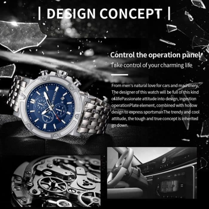 Modische, multifunktionale Quarz-Herrenuhr mit Stahlarmband – Bild 4