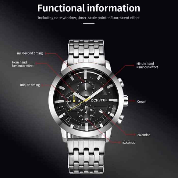 Modische, multifunktionale Quarz-Herrenuhr mit Stahlarmband – Bild 3