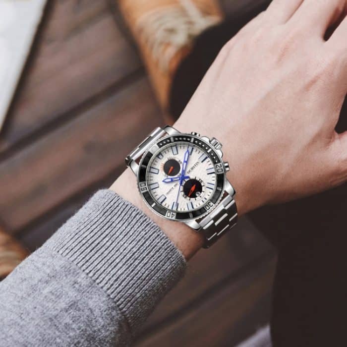 Modische, multifunktionale Quarz-Herrenuhr mit Stahlarmband – Bild 7