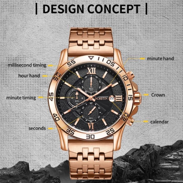 Modische, multifunktionale Quarz-Herrenuhr mit Stahlarmband – Bild 3