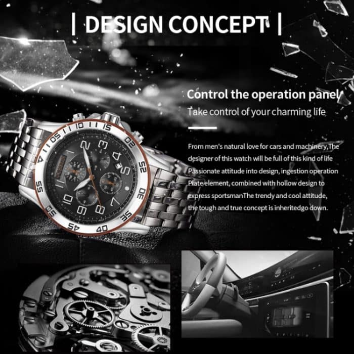 Modische, multifunktionale Quarz-Herrenuhr mit Stahlarmband – Bild 4