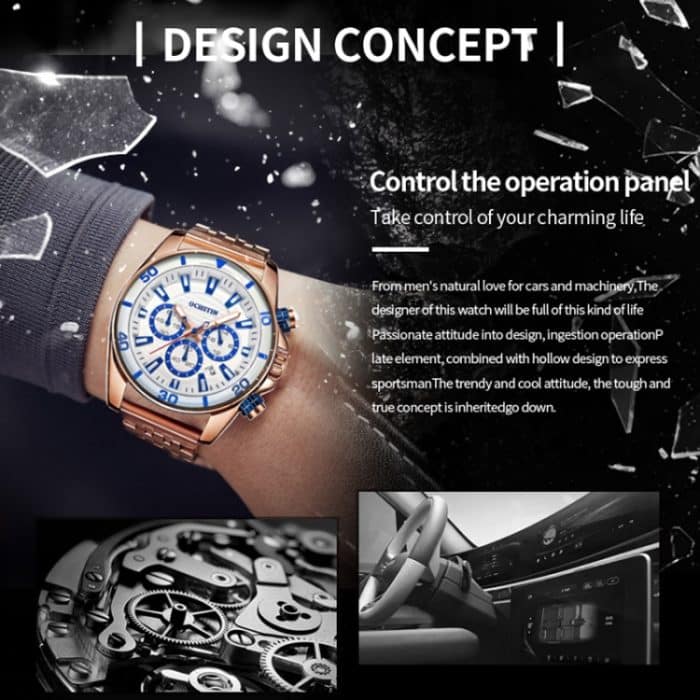 Modische, multifunktionale Quarz-Herrenuhr mit Stahlarmband – Bild 4