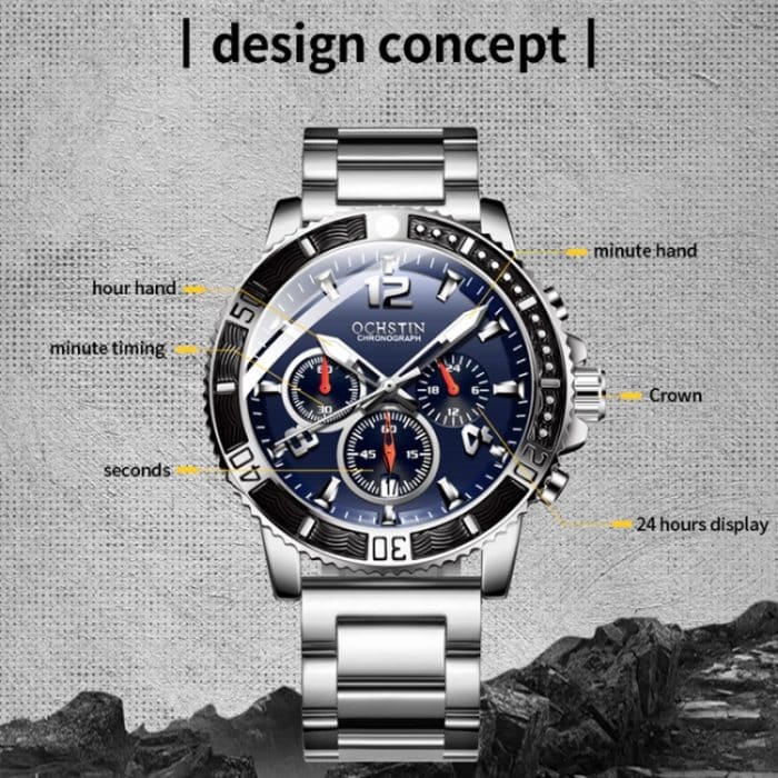 Modische, multifunktionale Quarz-Herrenuhr mit Stahlarmband – Bild 3