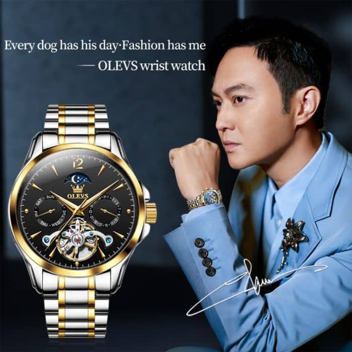 OLEVS 6650 Herren Multifunktionale wasserdichte Hohlstahlarmband Mechanische Uhr – Bild 3