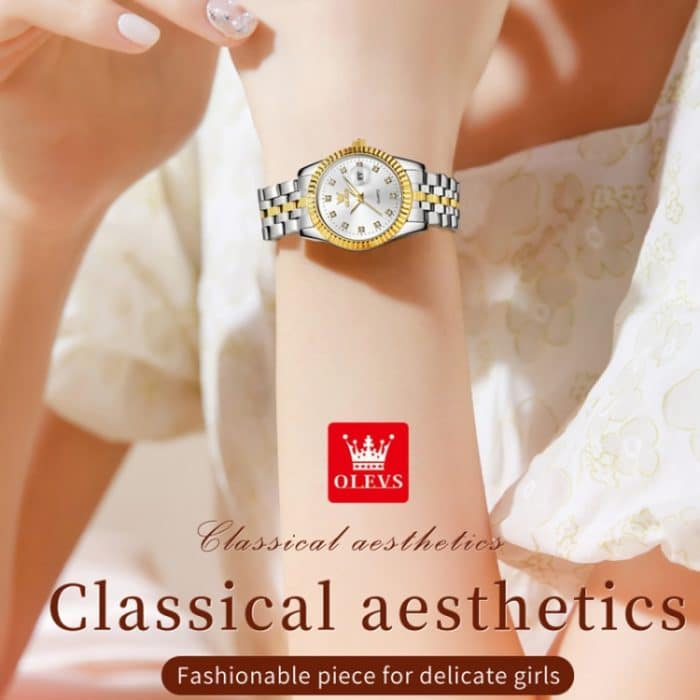 OLEVS 5526 Damen-Diamant-Set, leuchtende, wasserdichte Quarzuhr – Bild 3