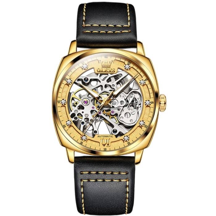 EDA004745501A.jpg OLEVS 6651 Männer leuchtende wasserdichte hohle mechanische Uhr – Bild 1