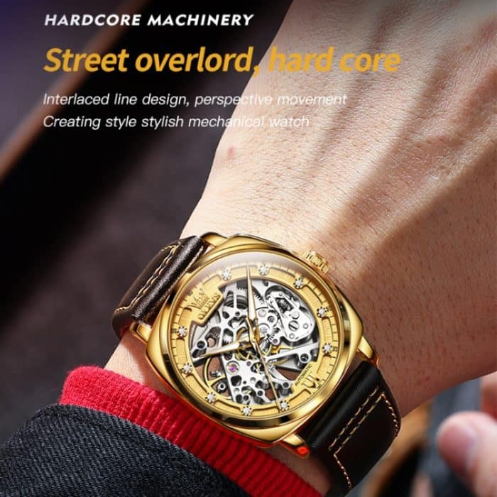 EDA004745501A_4.jpg OLEVS 6651 Männer leuchtende wasserdichte hohle mechanische Uhr – Bild 5