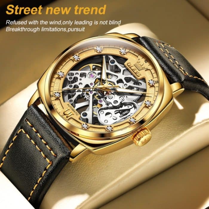 EDA004745501A_8.jpg OLEVS 6651 Männer leuchtende wasserdichte hohle mechanische Uhr – Bild 9