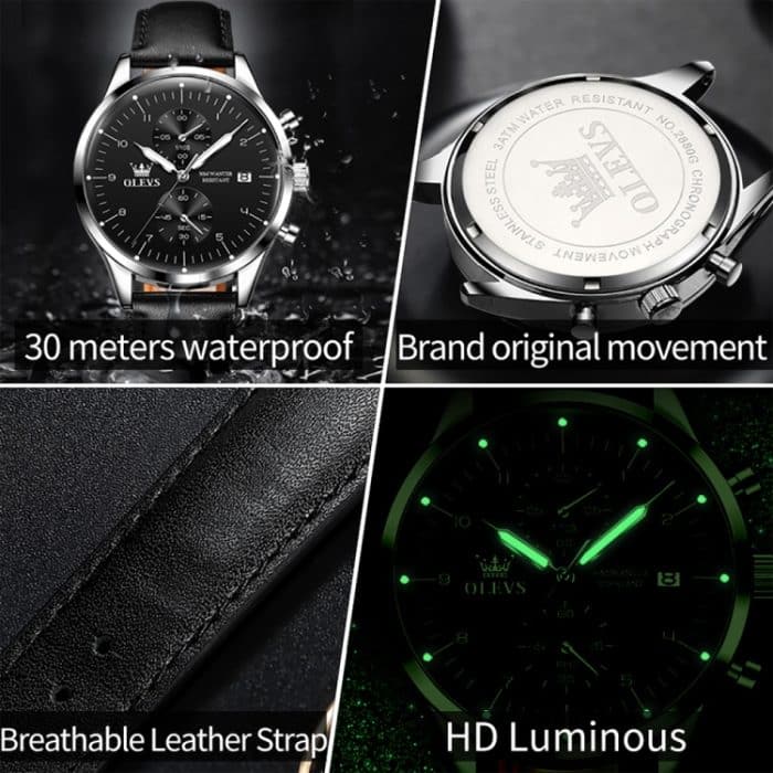 OLEVS 2880 Herren-Multifunktions-Business-Quarzuhr mit wasserdichtem Lederarmband – Bild 11
