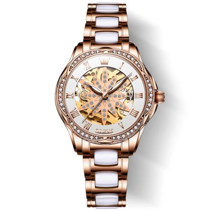 OLEVS 6681 Damen Multifunktionale hohle wasserdichte mechanische Uhr