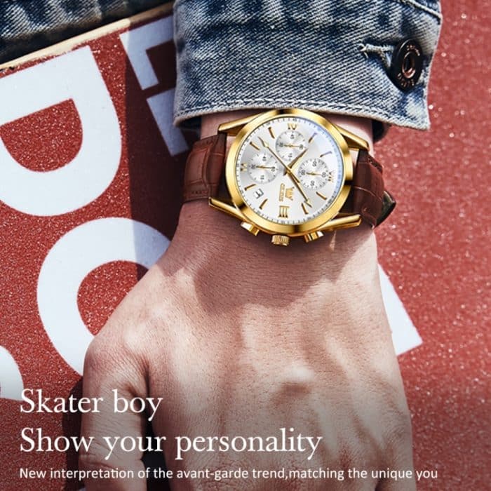 OLEVS 2872 Herren Drei Augen Sechs Nadeln Chronograph Wasserdichte Quarzuhr – Bild 5