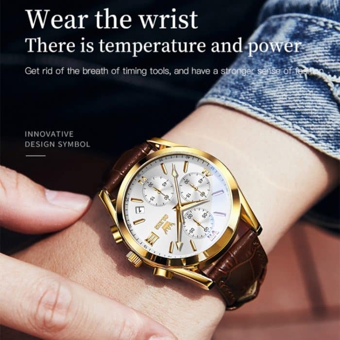 OLEVS 2872 Herren Drei Augen Sechs Nadeln Chronograph Wasserdichte Quarzuhr – Bild 7