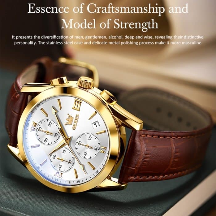 OLEVS 2872 Herren Drei Augen Sechs Nadeln Chronograph Wasserdichte Quarzuhr – Bild 9