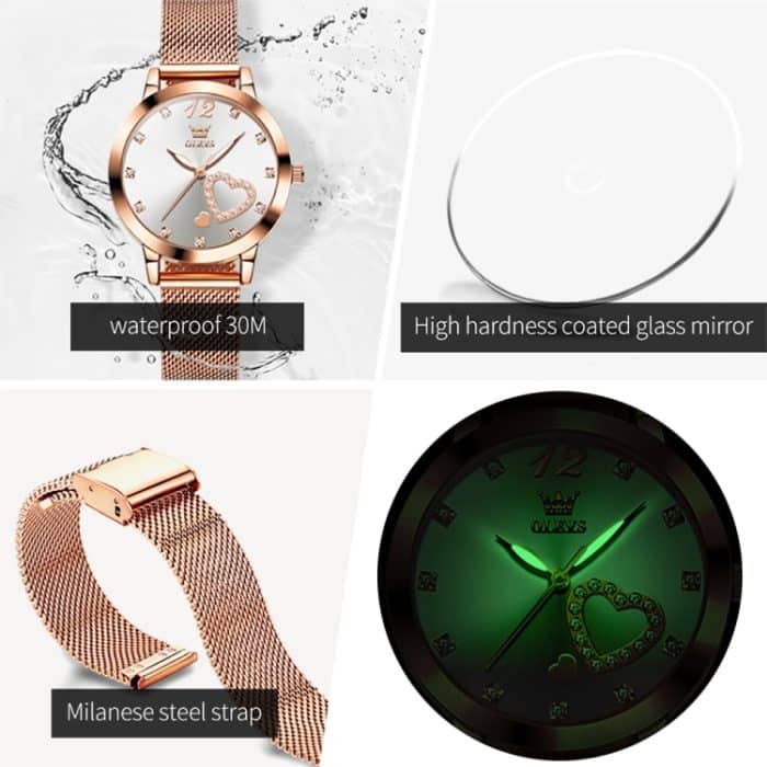 OLEVS 5189 Damen-Herzform, wasserdichte Quarzuhr – Bild 11