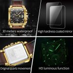 OLEVS 9925 Herrenuhr mit quadratischem Zifferblatt, multifunktionale, wasserdichte Quarzuhr – Bild 13