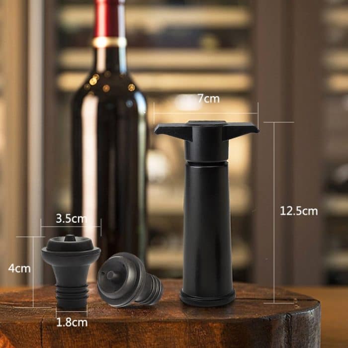 Rotwein-Vakuumpumpe-Erfrischer-Silikon-Weinstopfen-Set, Black Pump 4-stopper Box – Bild 7