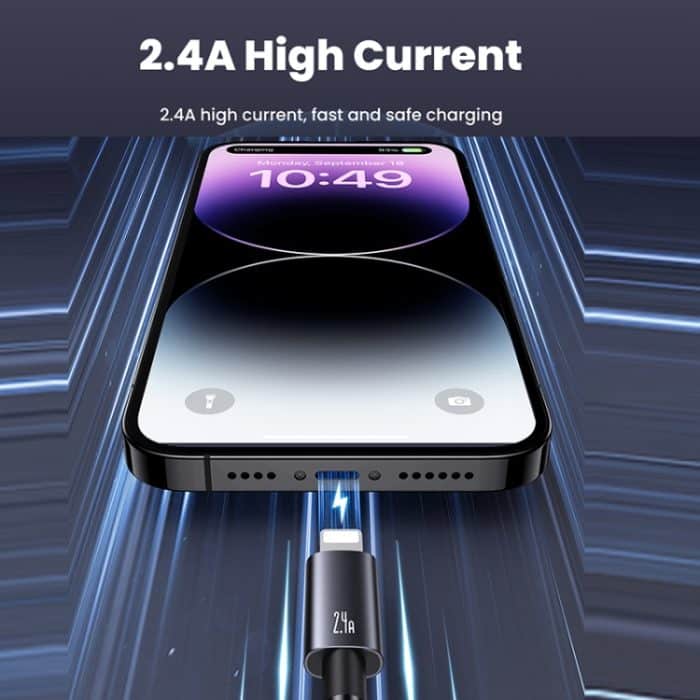 USAMS US-SJ669 USB-auf-8-Pin-2,4-A-Schnellladedatenkabel, Länge: 2 m – Bild 4