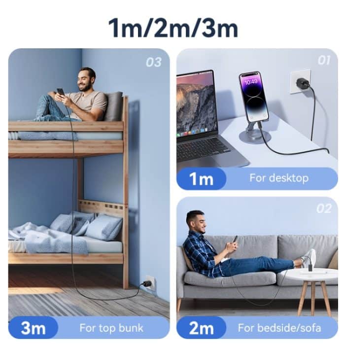 USAMS US-SJ694 USB auf 8 Pin 2.4A gestreiftes Schnellladedatenkabel – Bild 6