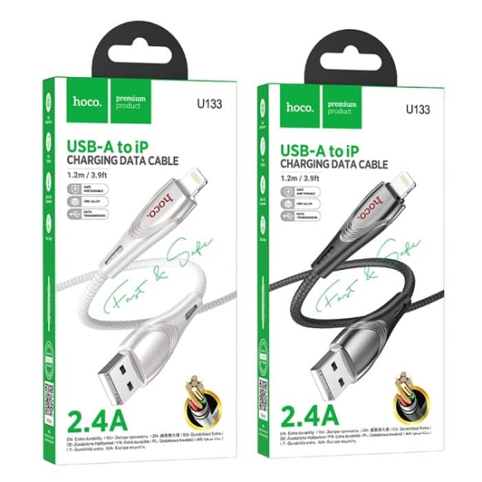 hoco U133 8 Pin auf USB-A geflochtenes Schnellladedatenkabel – Bild 5